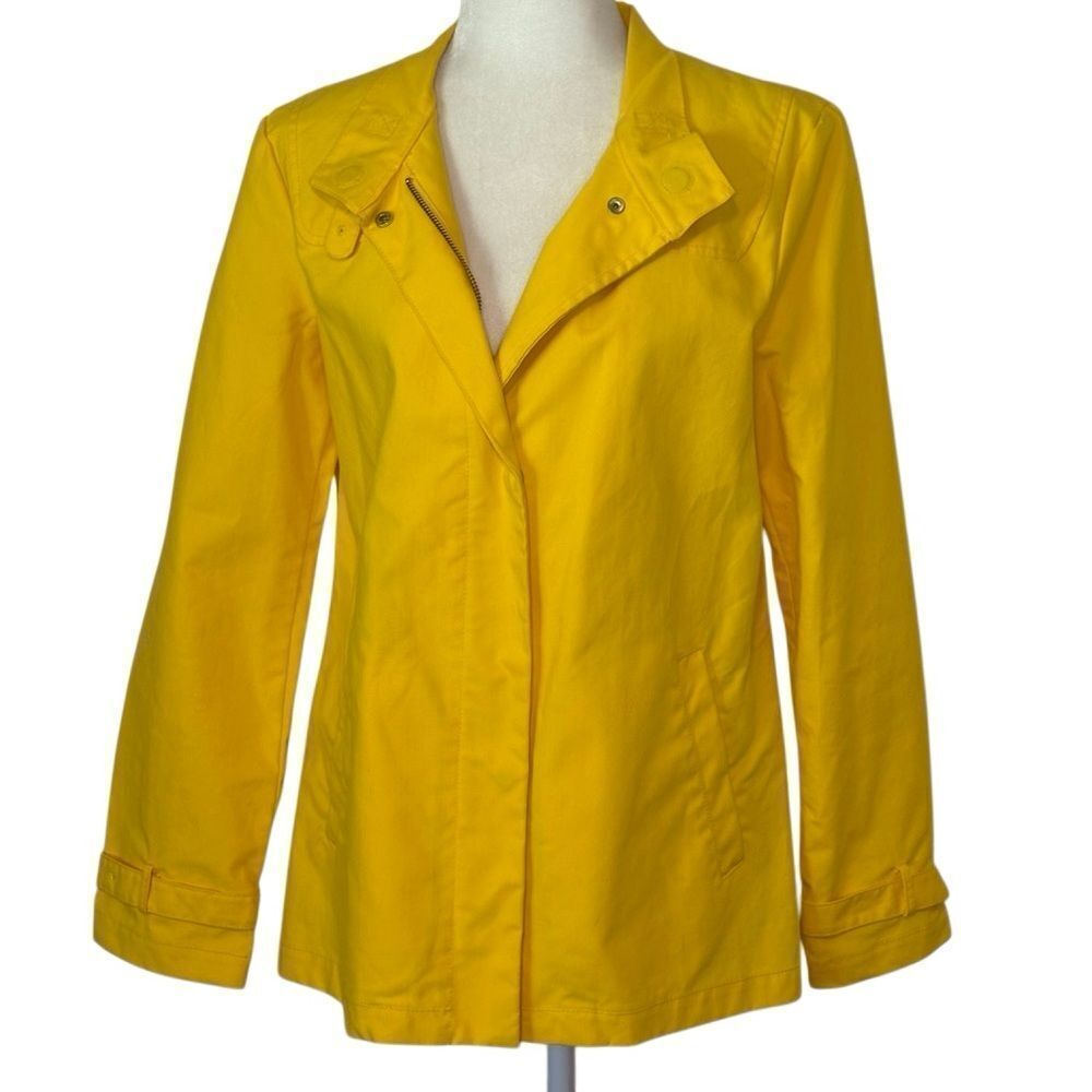 Tommy Hilfiger Bright Yellow Trench Coat. Water Resistant. Sz L. Great Cond.!
